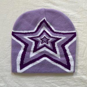 Y2K 2000s grunge punk purple star design beanie